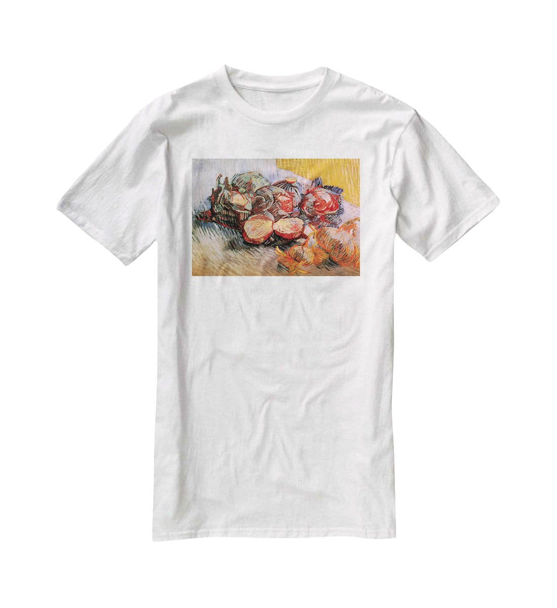 Still Life with Red Cabbages and Onions by Van Gogh T-Shirt - Canvas Art Rocks - 5