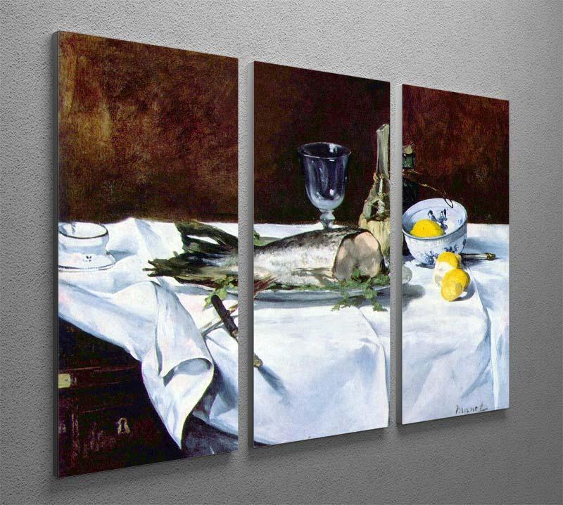 Still Life with Salmon by Manet 3 Split Panel Canvas Print - Canvas Art Rocks - 2