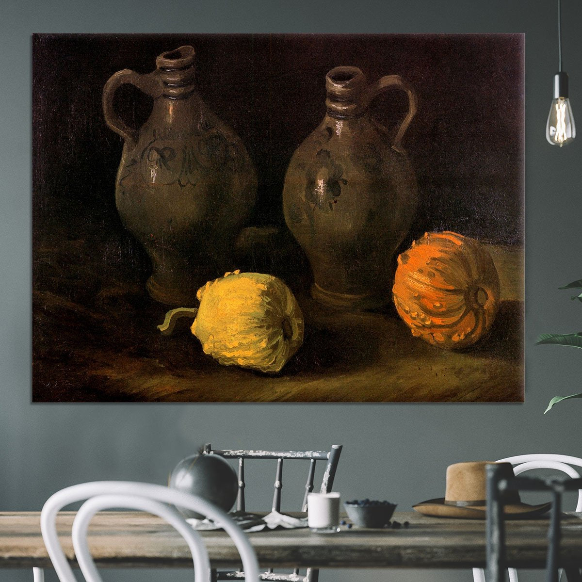 Still Life with Two Jars and Two Pumpkins by Van Gogh Canvas Print or Poster