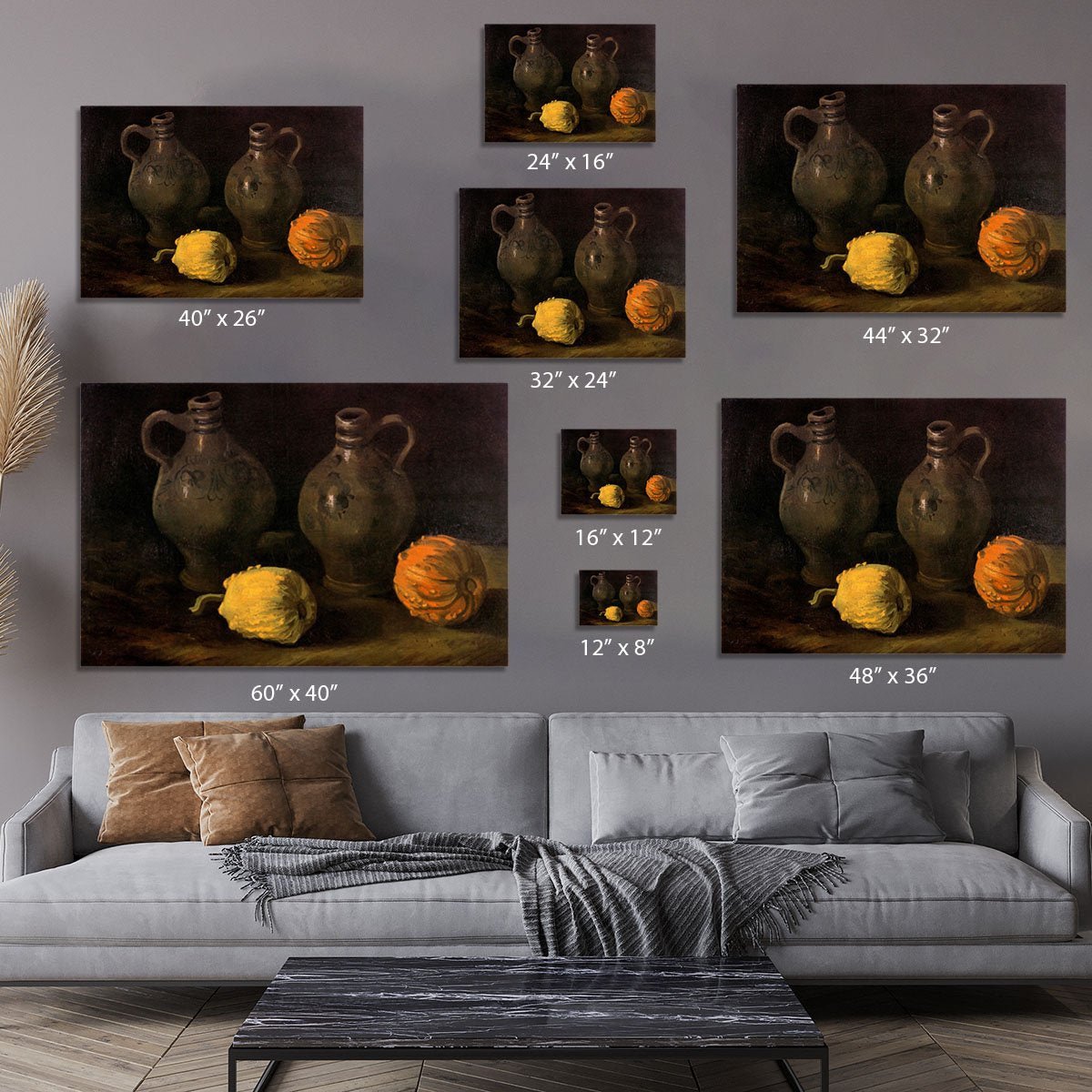 Still Life with Two Jars and Two Pumpkins by Van Gogh Canvas Print or Poster