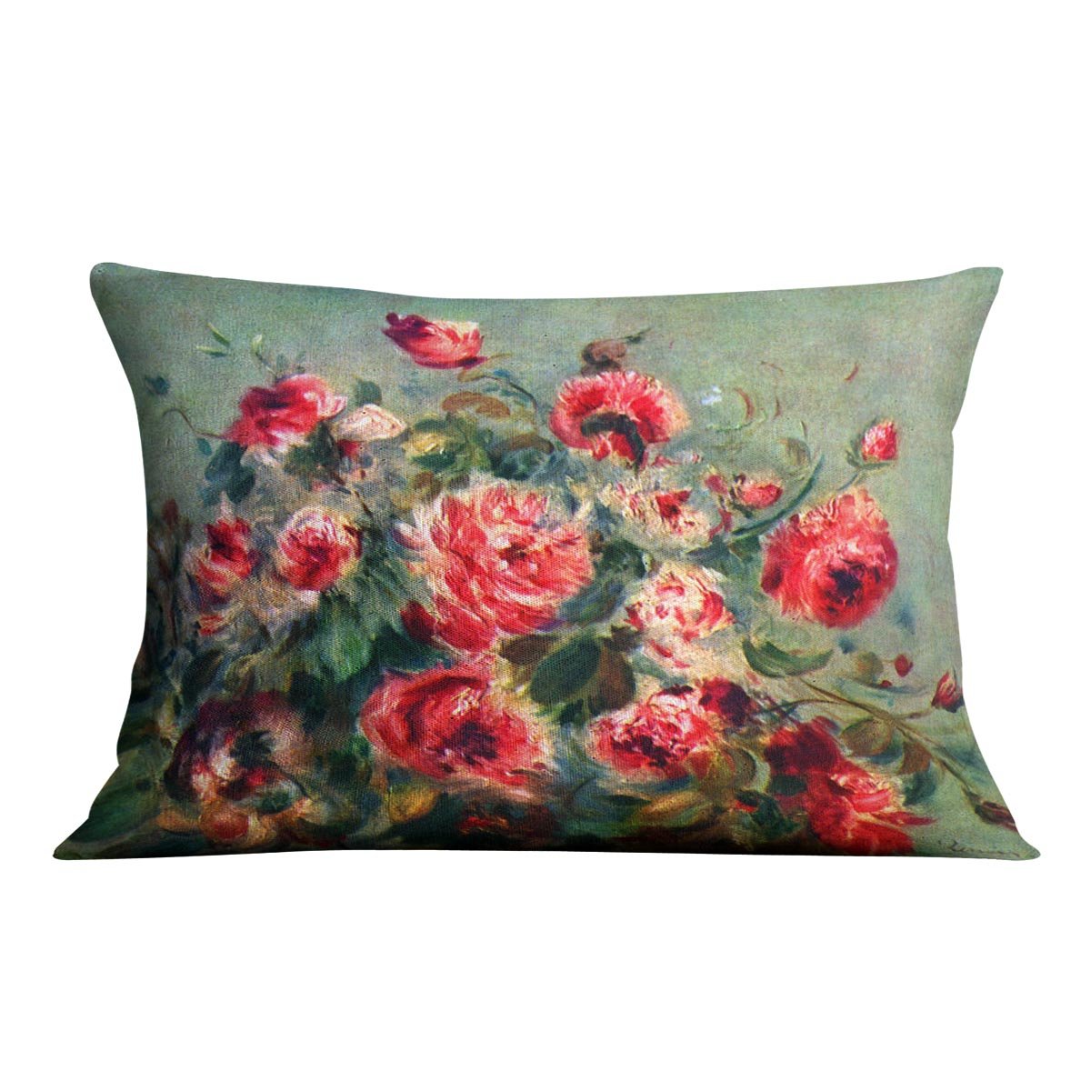 Still life roses of Vargemont by Renoir Throw Pillow