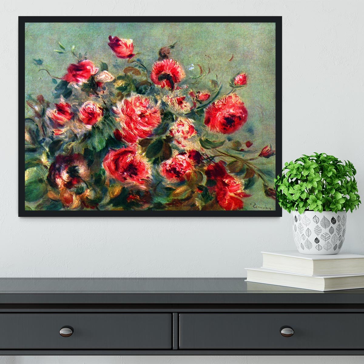Still life roses of Vargemont by Renoir Framed Print - Canvas Art Rocks - 2