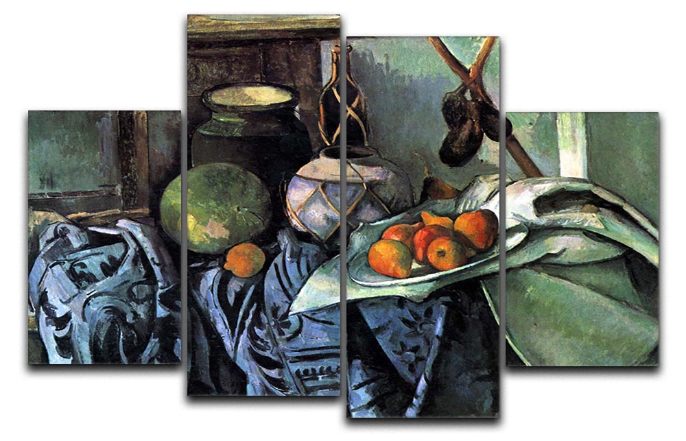 Still life with Eggplant by Cezanne 4 Split Panel Canvas - Canvas Art Rocks - 1