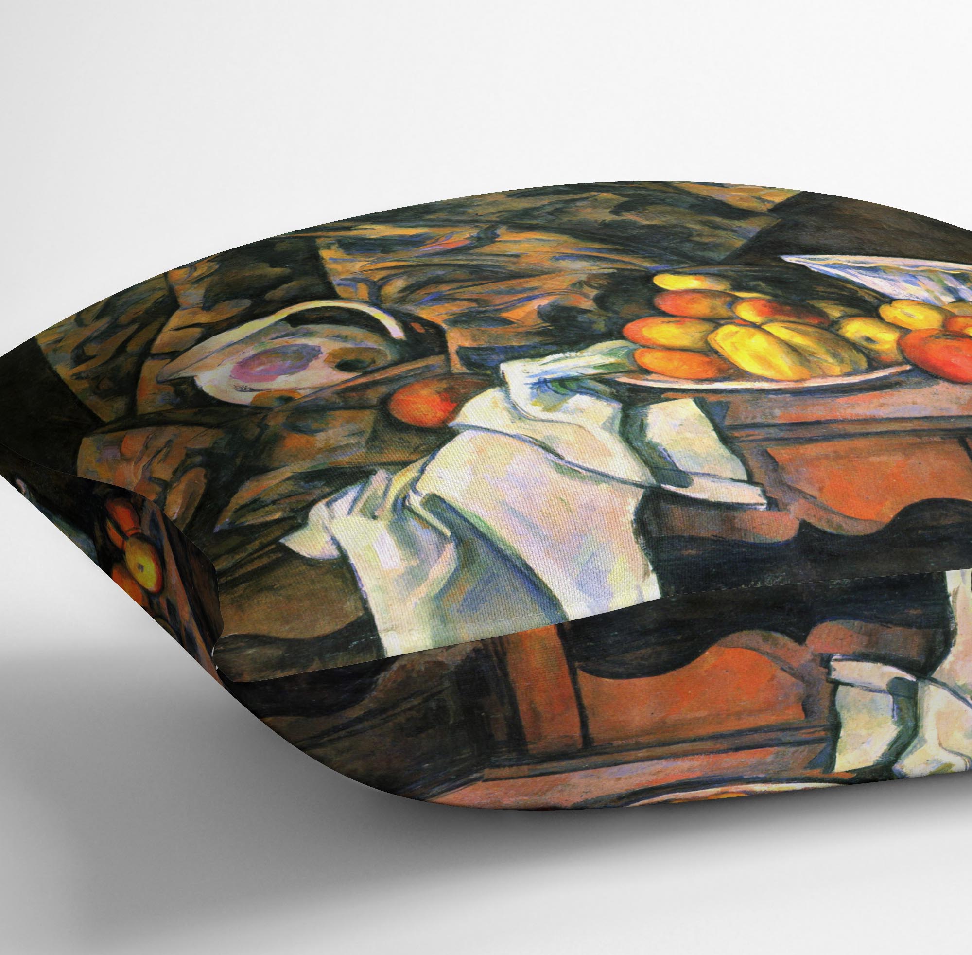 Still life with apples and peaches by Cezanne Cushion - Canvas Art Rocks - 3