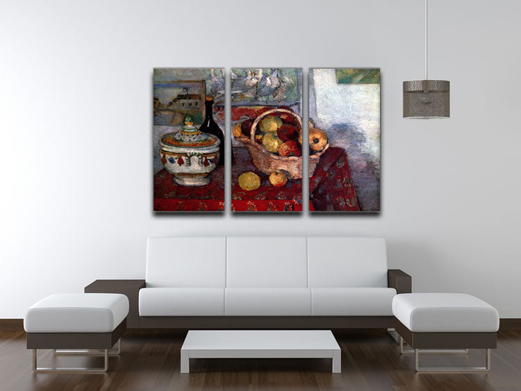 Still life with soup tureen by Cezanne 3 Split Panel Canvas Print - Canvas Art Rocks - 3