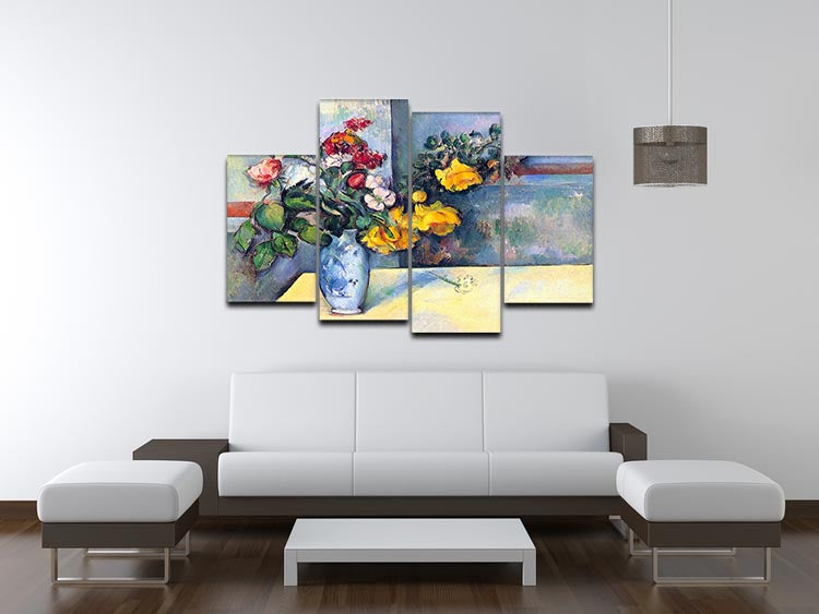 Still lifes flowers in a vase by Cezanne 4 Split Panel Canvas - Canvas Art Rocks - 3