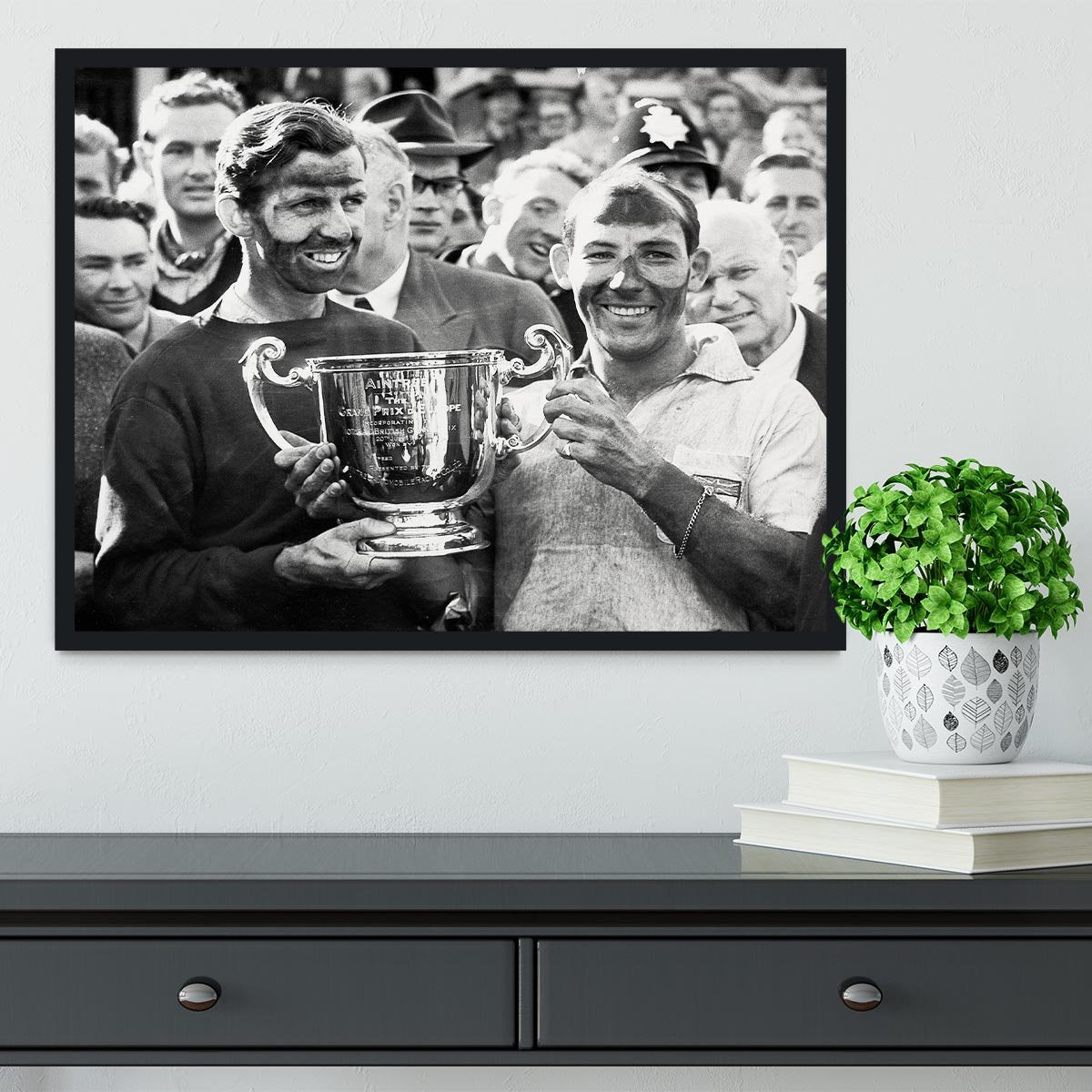 Stirling Moss and his Vanwall team mate Tony Brooks Framed Print - Canvas Art Rocks - 2