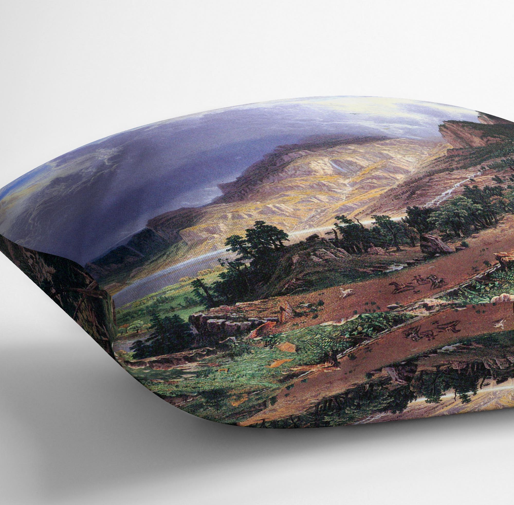Storm in the Rockies Mt. Rosalie by Bierstadt Cushion - Canvas Art Rocks - 3