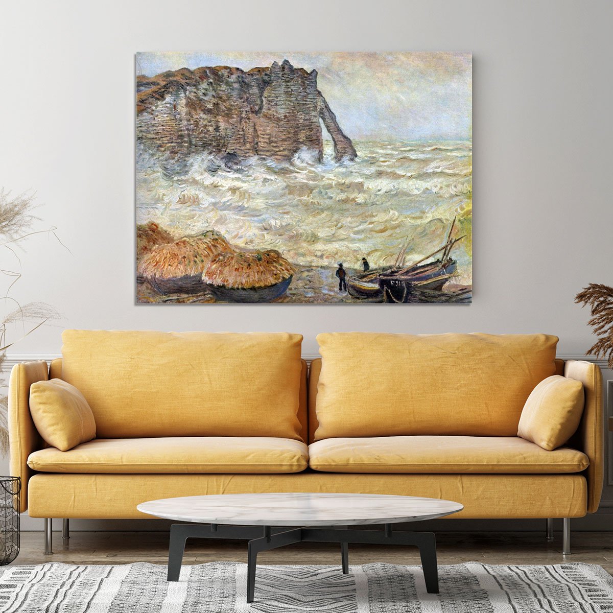 Stormy Sea La Porte d'Aval by Monet Canvas Print or Poster