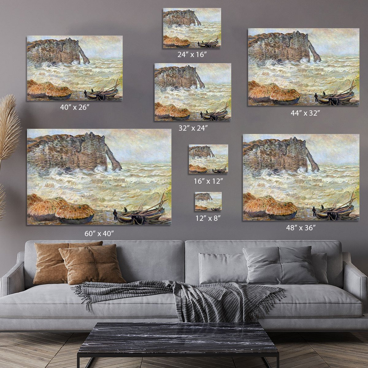 Stormy Sea La Porte d'Aval by Monet Canvas Print or Poster