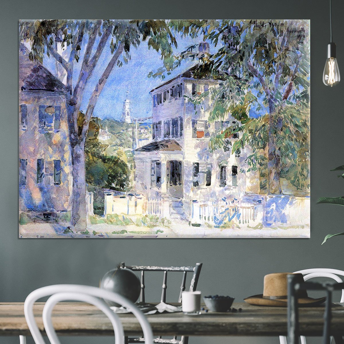 Street in Portsmouth by Hassam Canvas Print or Poster