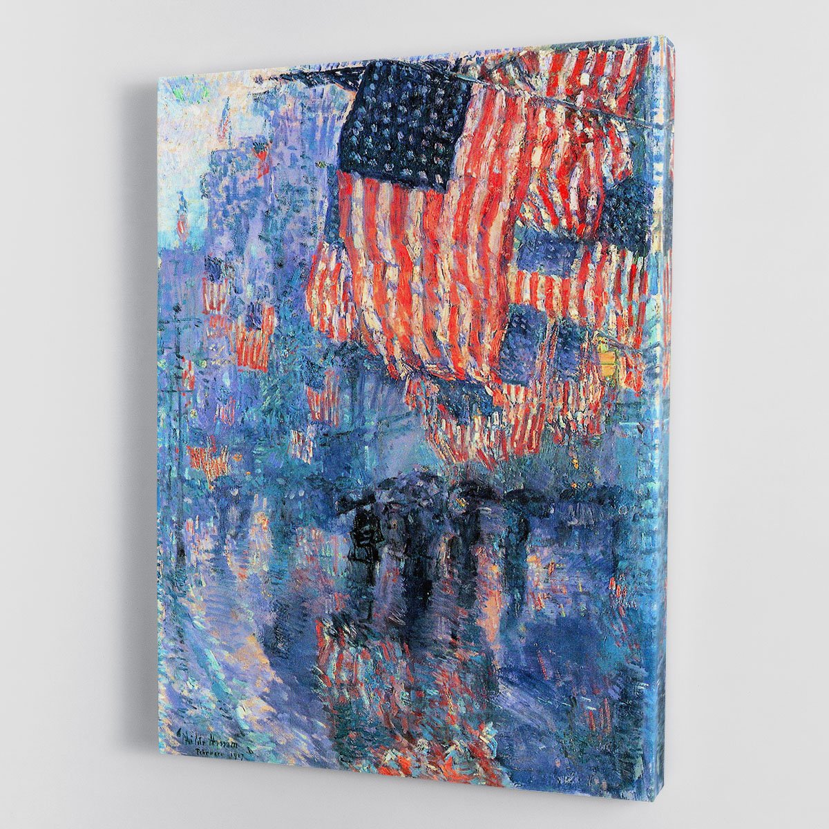 Street in the rain by Hassam Canvas Print or Poster