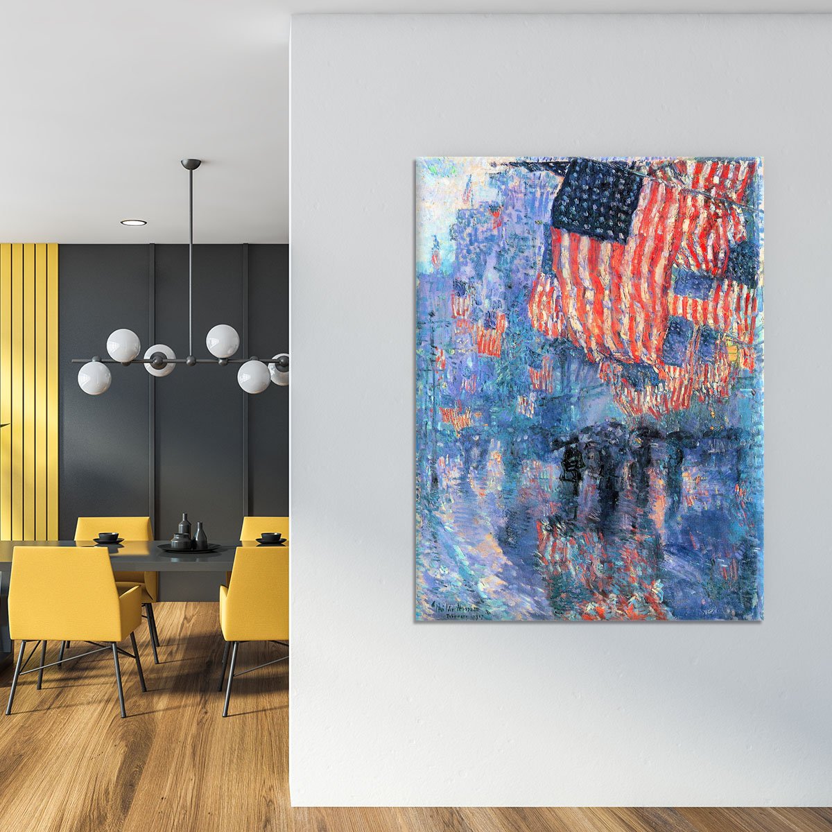 Street in the rain by Hassam Canvas Print or Poster