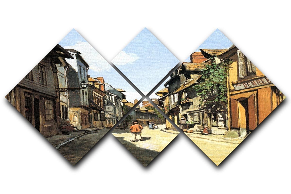 Street of Bavolle by Monet 4 Square Multi Panel Canvas  - Canvas Art Rocks - 1