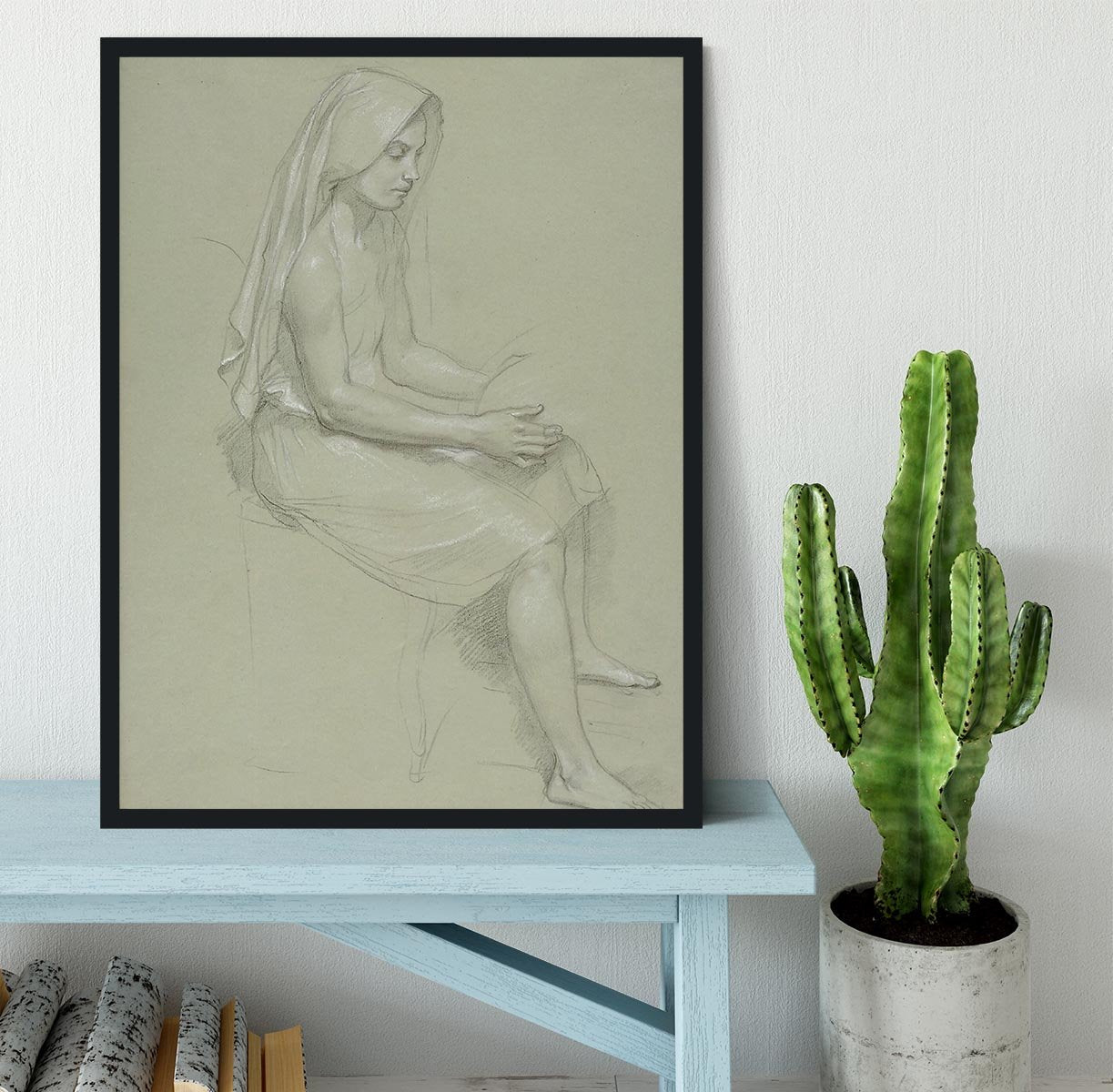 Study of a Seated Veiled Female Figure 19th Century By Bouguereau Framed Print - Canvas Art Rocks - 2