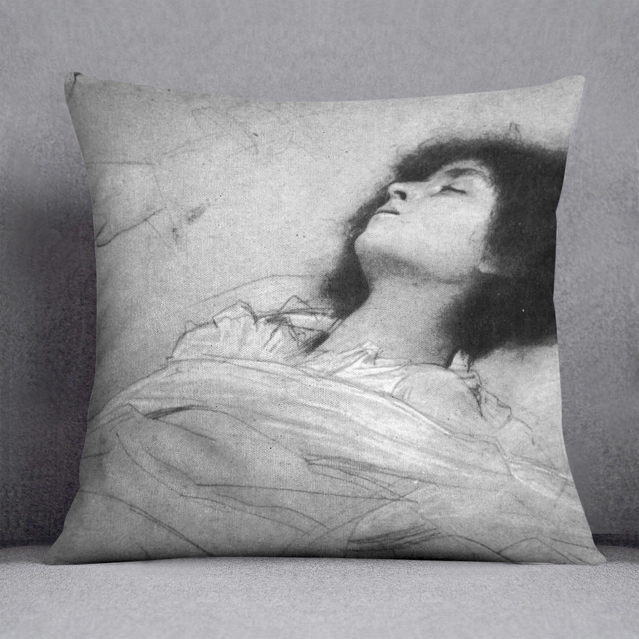 Study sheet with the upper body of a girl and sketches by Klimt Throw Pillow