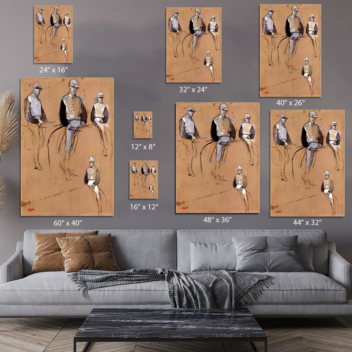 Study with four jockeys by Degas Canvas Print or Poster