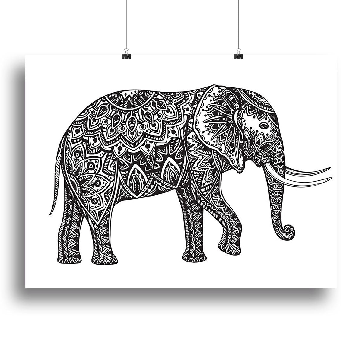 Stylized fantasy patterned elephant Canvas Print or Poster