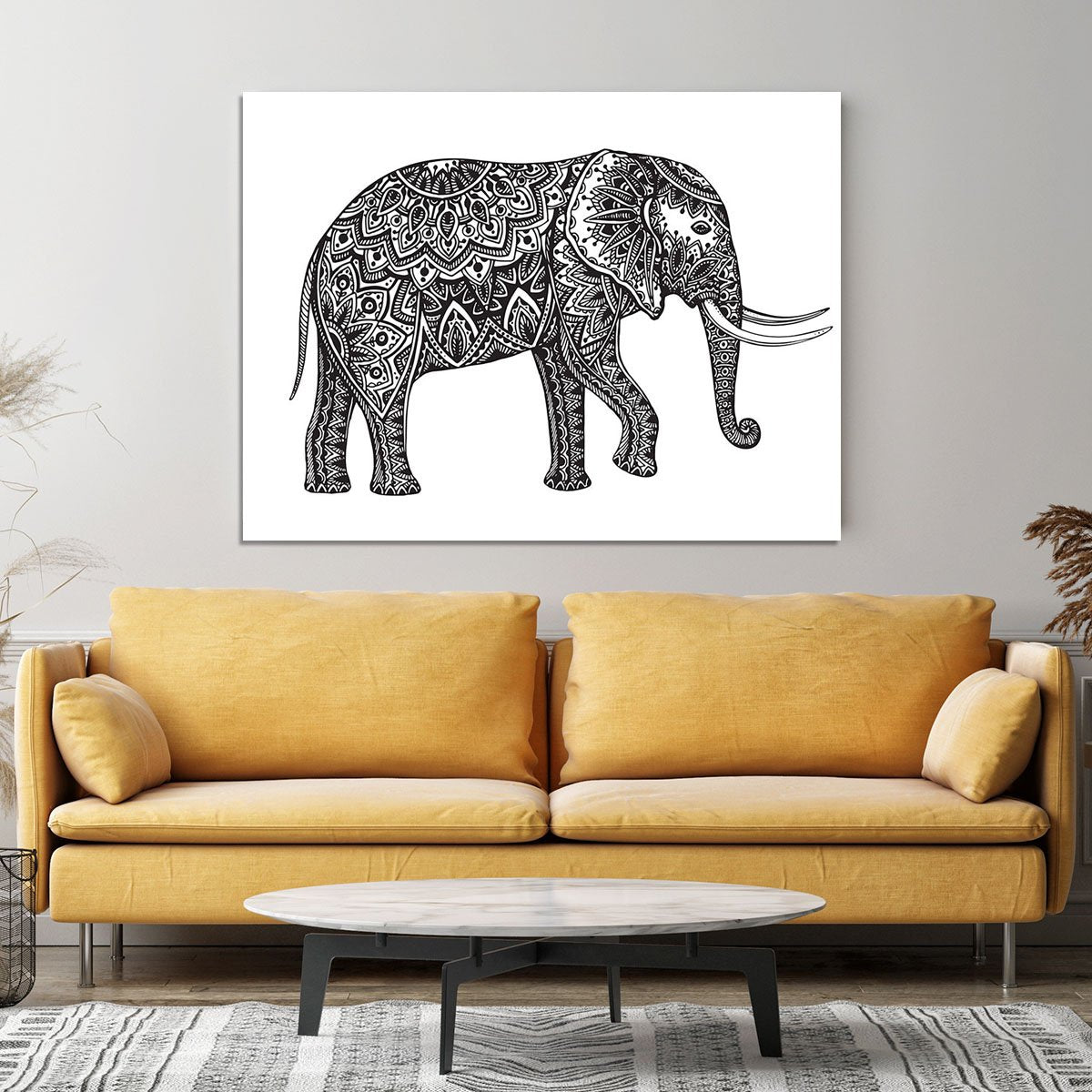 Stylized fantasy patterned elephant Canvas Print or Poster