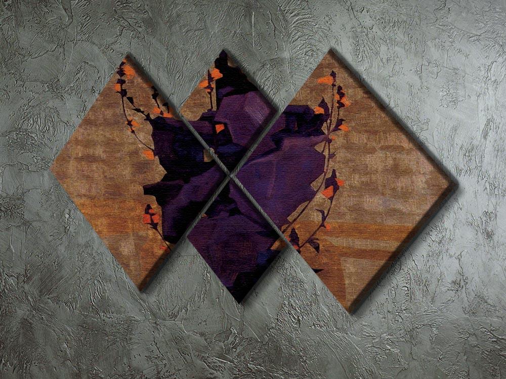 Stylized floral before decorative background style of life by Egon Schiele 4 Square Multi Panel Canvas - Canvas Art Rocks - 2
