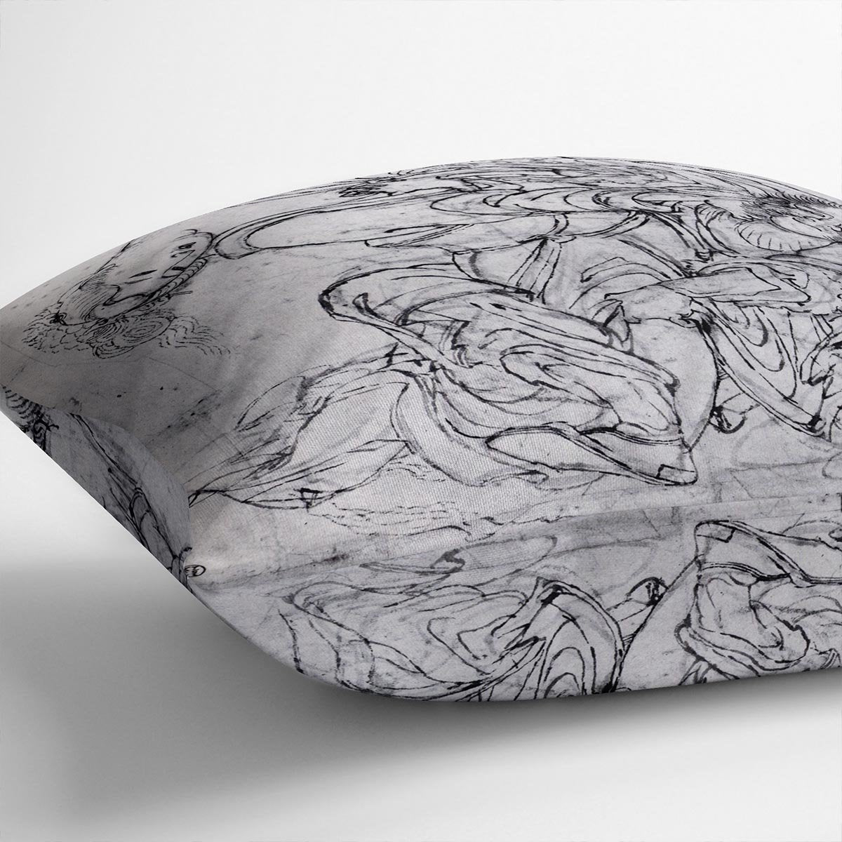 Suikoden scene by Hokusai Throw Pillow