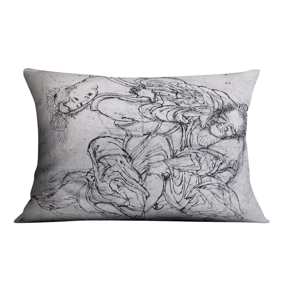 Suikoden scene by Hokusai Throw Pillow