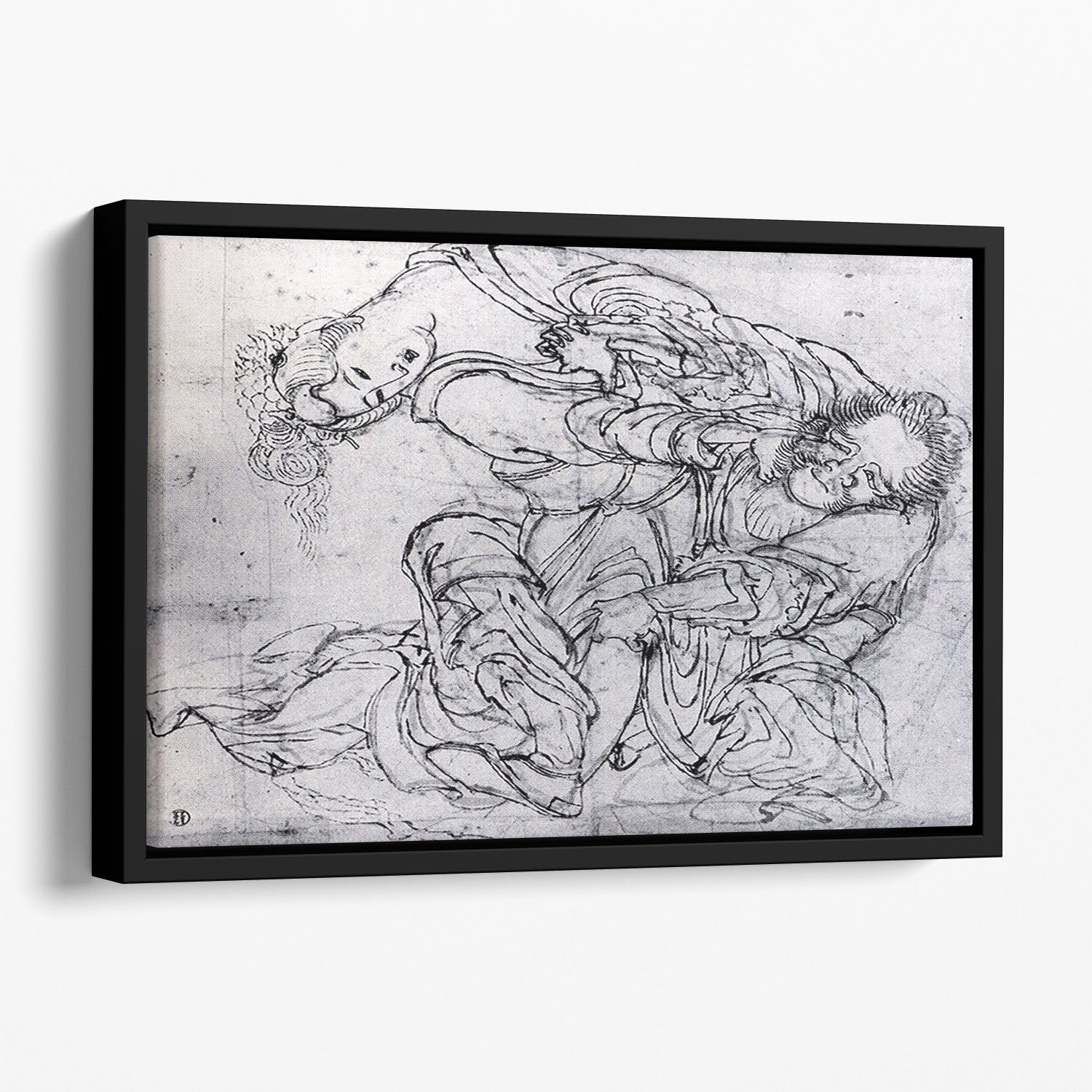 Suikoden scene by Hokusai Floating Framed Canvas