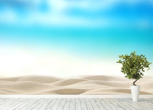 Summer exotic sandy beach with blur sea Wall Mural Wallpaper - Canvas Art Rocks - 4