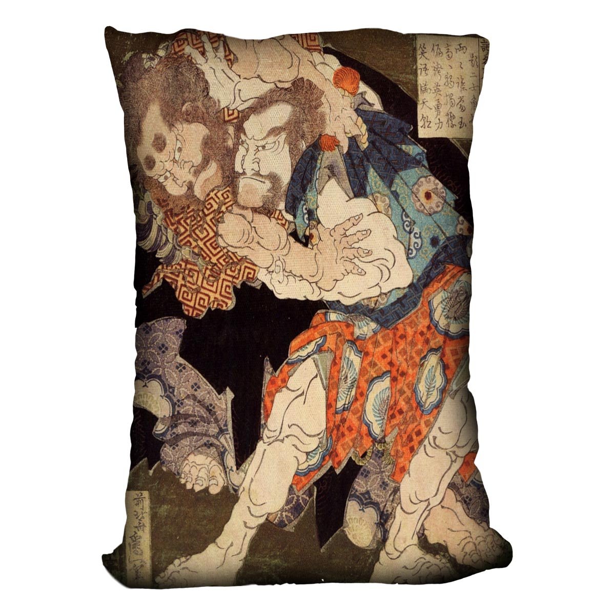 Sumo wrestlers by Hokusai Throw Pillow