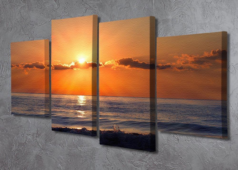 Sun rays over the bulgarian Black sea 4 Split Panel Canvas  - Canvas Art Rocks - 2