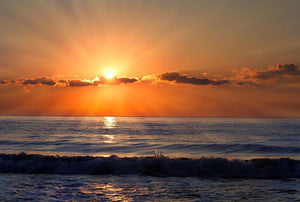 Sun rays over the bulgarian Black sea Wall Mural Wallpaper - Canvas Art Rocks - 1