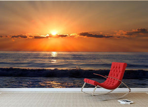 Sun rays over the bulgarian Black sea Wall Mural Wallpaper - Canvas Art Rocks - 3