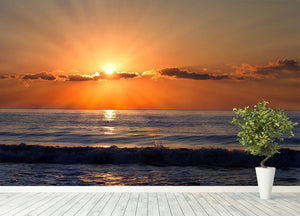 Sun rays over the bulgarian Black sea Wall Mural Wallpaper - Canvas Art Rocks - 4