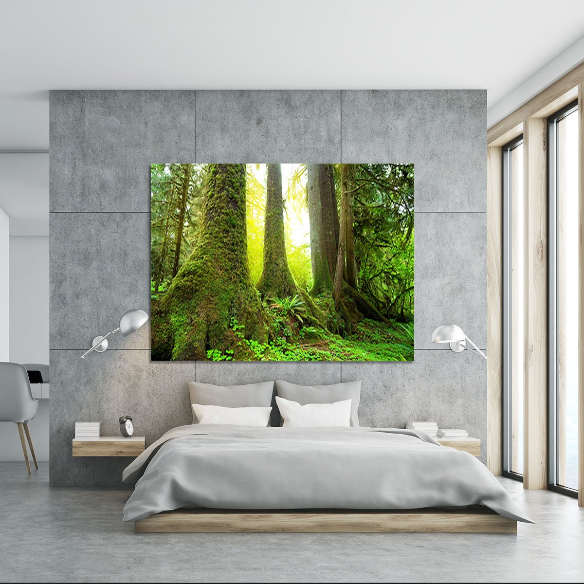 Sunny beams in forest Canvas Print or Poster