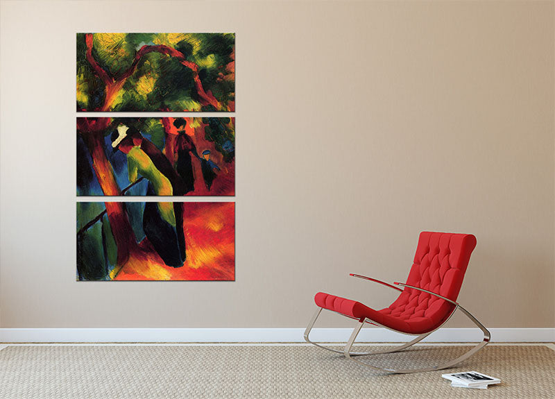 Sunny way by August Macke 3 Split Panel Canvas Print - Canvas Art Rocks - 2