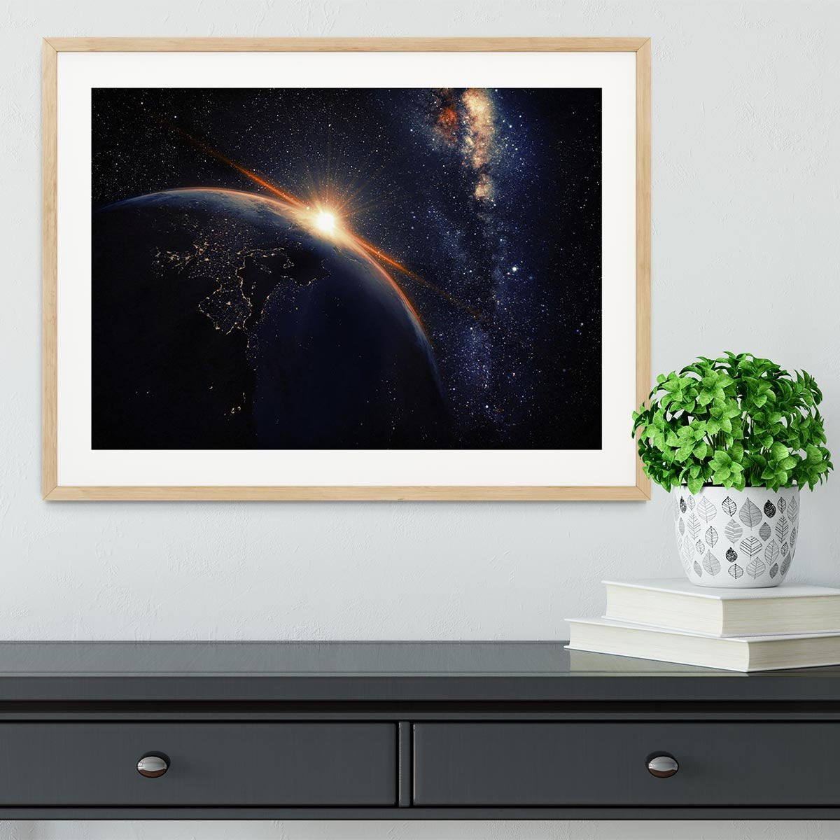 Sunrise seen from space Framed Print - Canvas Art Rocks - 3