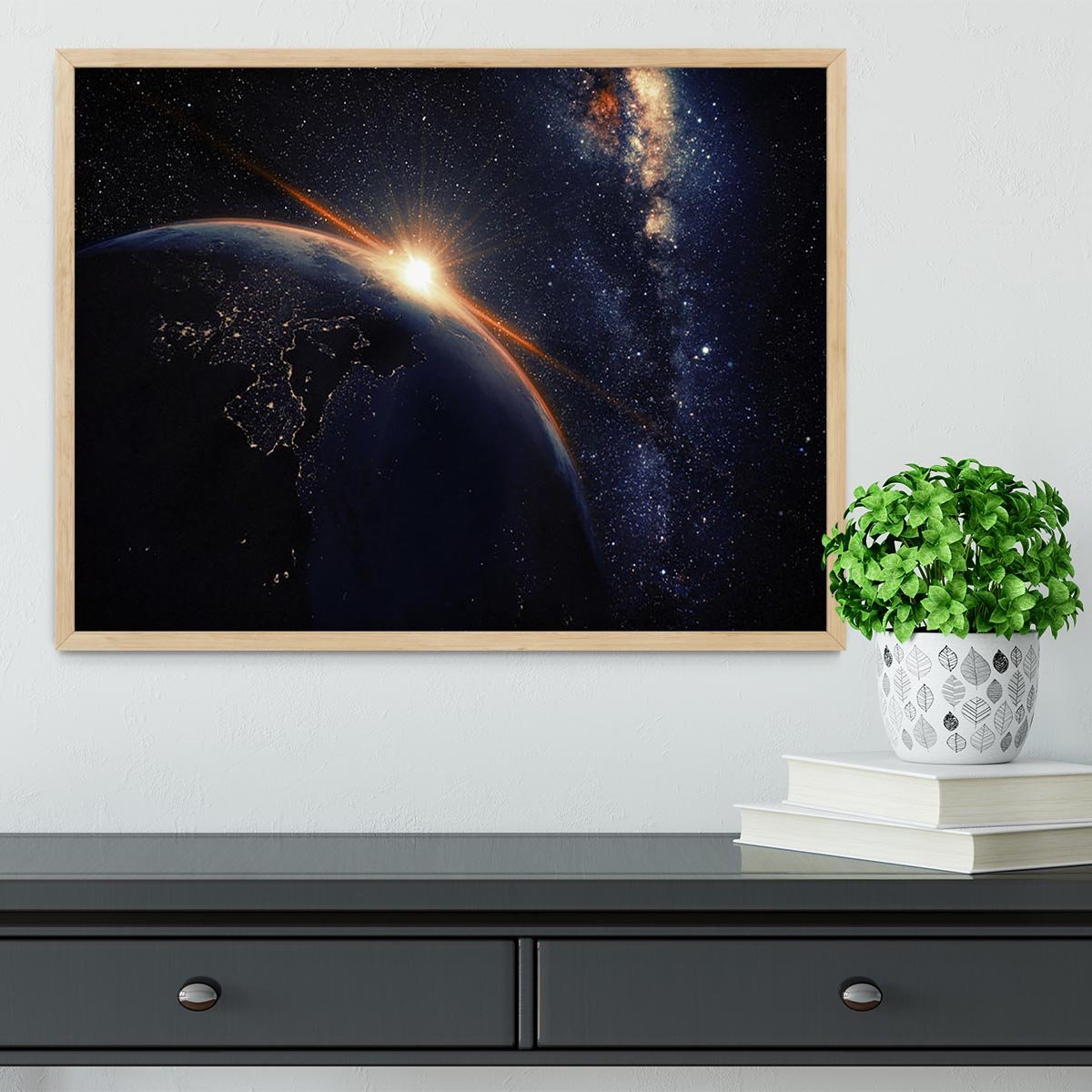 Sunrise seen from space Framed Print - Canvas Art Rocks - 4