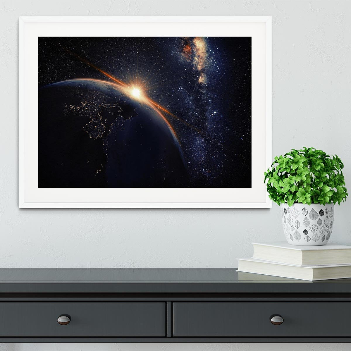 Sunrise seen from space Framed Print - Canvas Art Rocks - 5