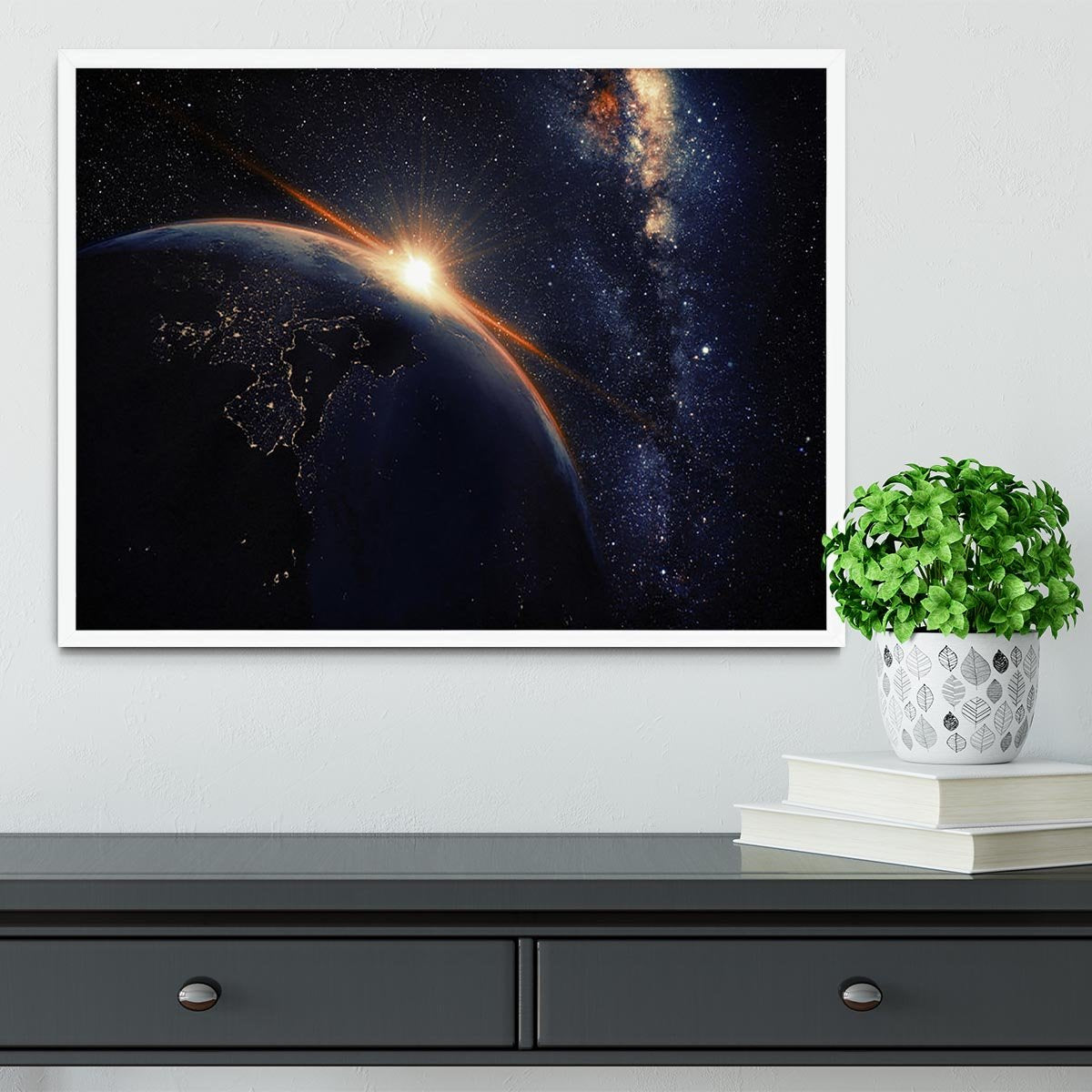 Sunrise seen from space Framed Print - Canvas Art Rocks -6
