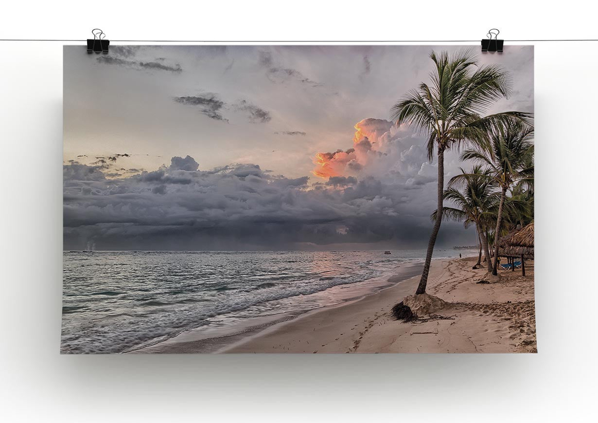 Sunset Beach Palm Tree Print - Canvas Art Rocks - 2