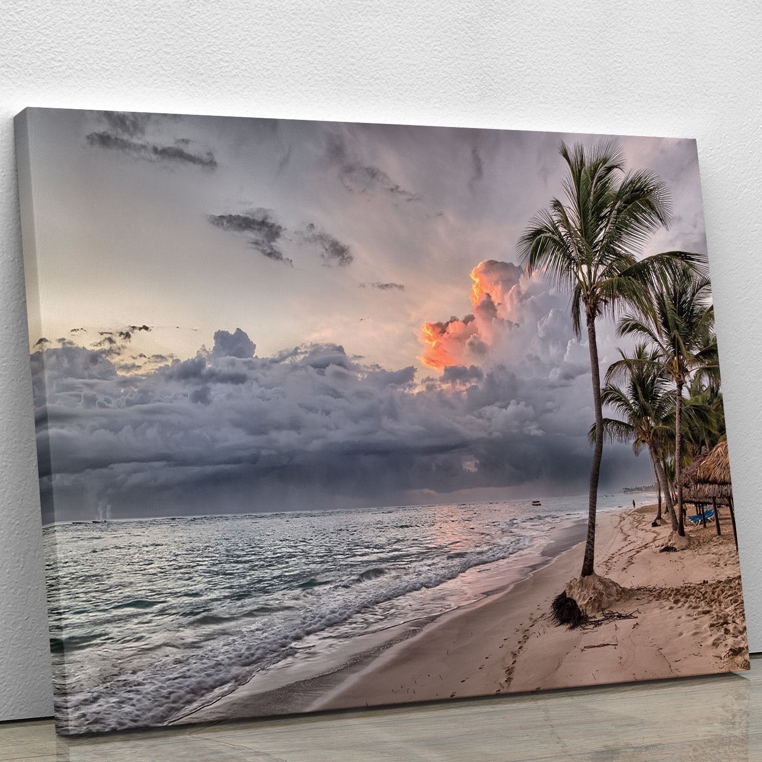 Sunset Beach Palm Tree Canvas Print or Poster