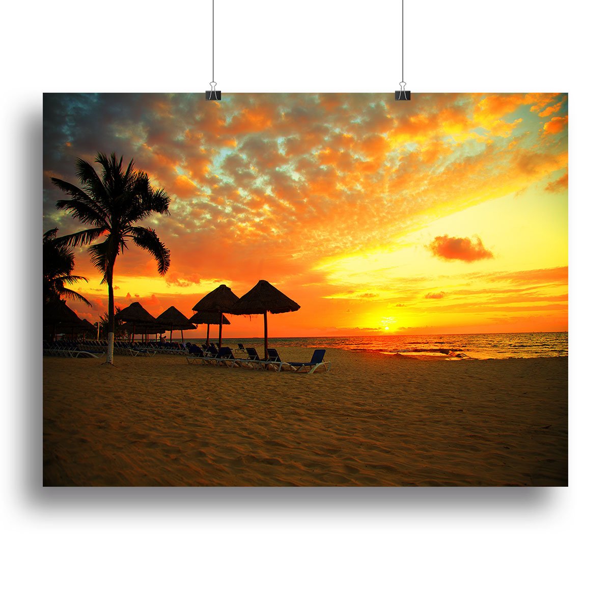 Sunset Scene at Tropical Beach Canvas Print or Poster