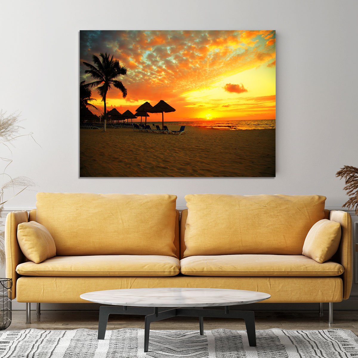 Sunset Scene at Tropical Beach Canvas Print or Poster