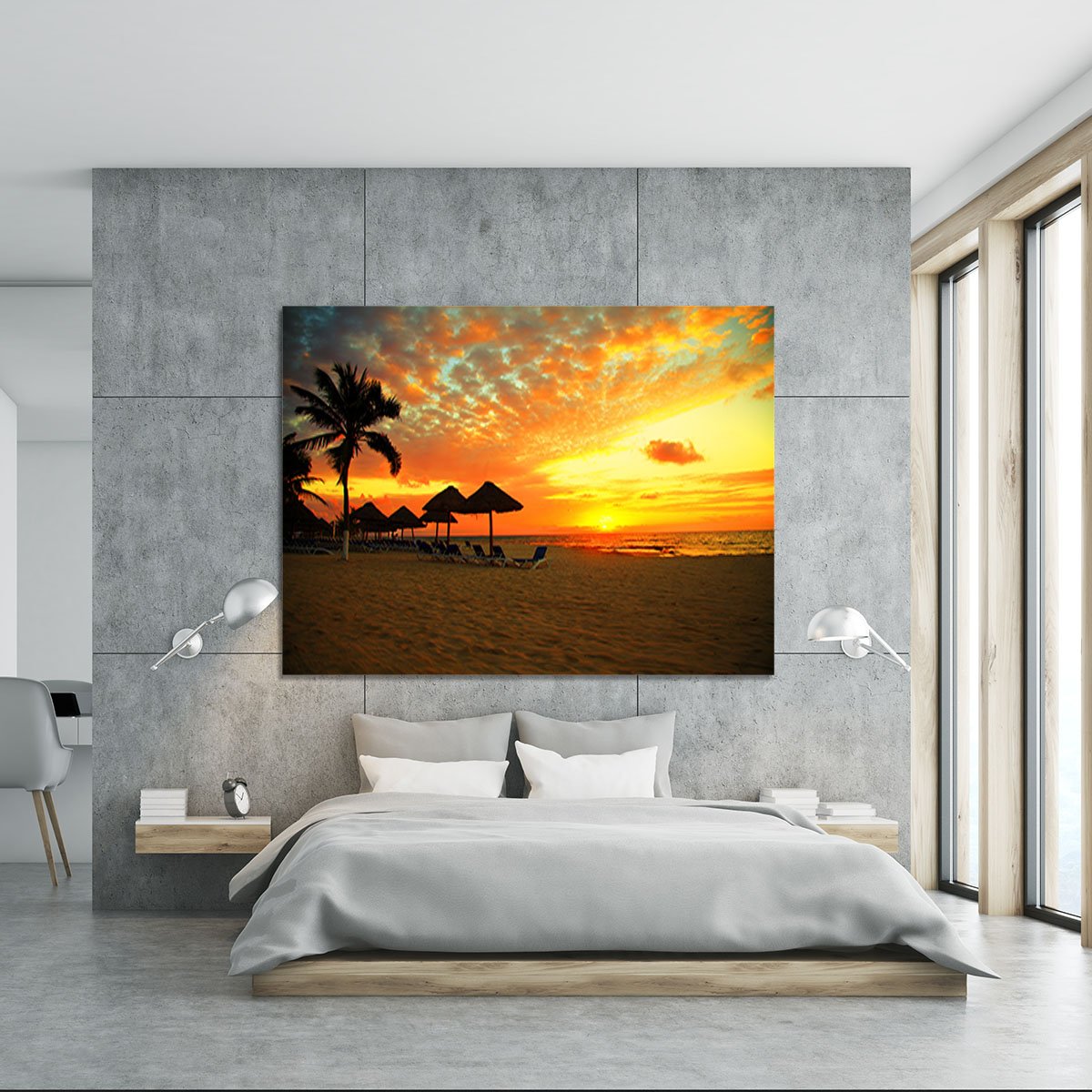 Sunset Scene at Tropical Beach Canvas Print or Poster