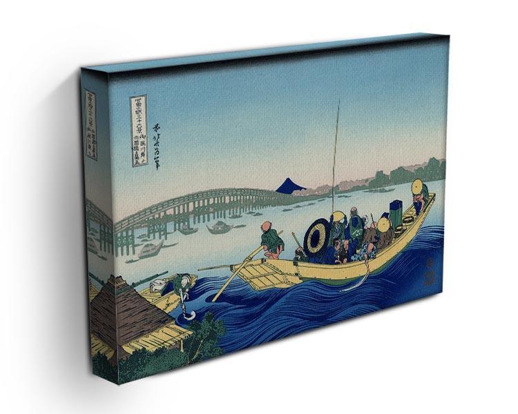 Sunset across the Ryogoku bridge by Hokusai Canvas Print or Poster - Canvas Art Rocks - 3