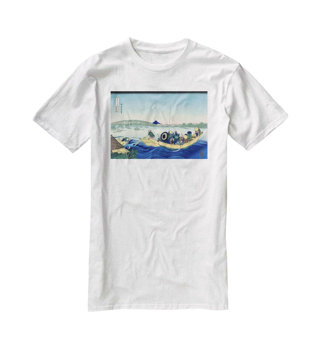 Sunset across the Ryogoku bridge by Hokusai T-Shirt - Canvas Art Rocks - 5