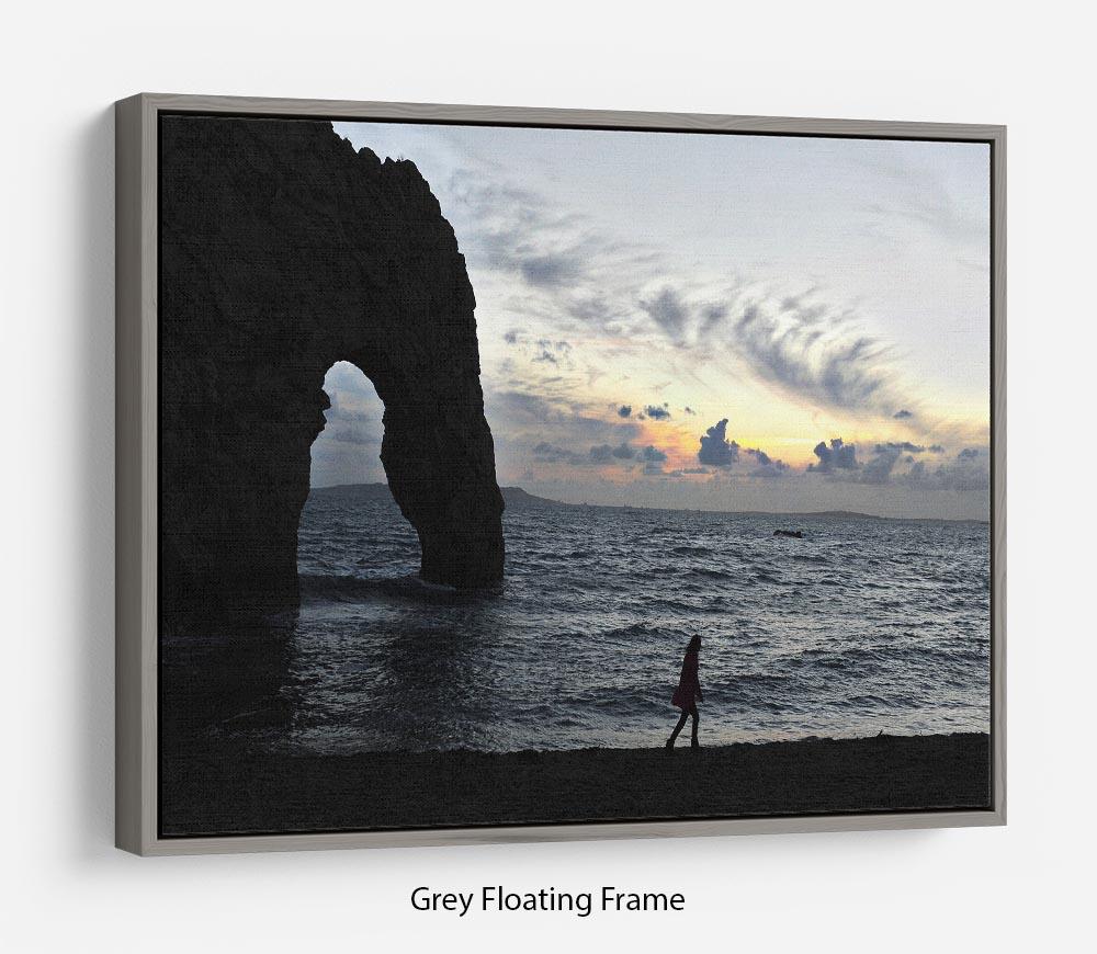 Sunset at Durdle Door Floating Frame Canvas - Canvas Art Rocks - 3
