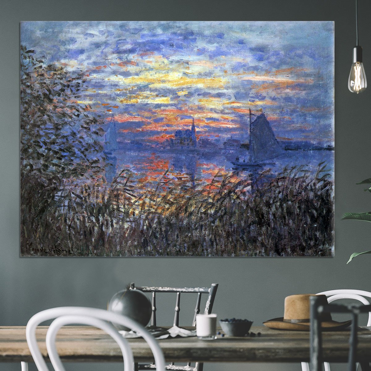 Sunset on the Seine by Monet Canvas Print or Poster