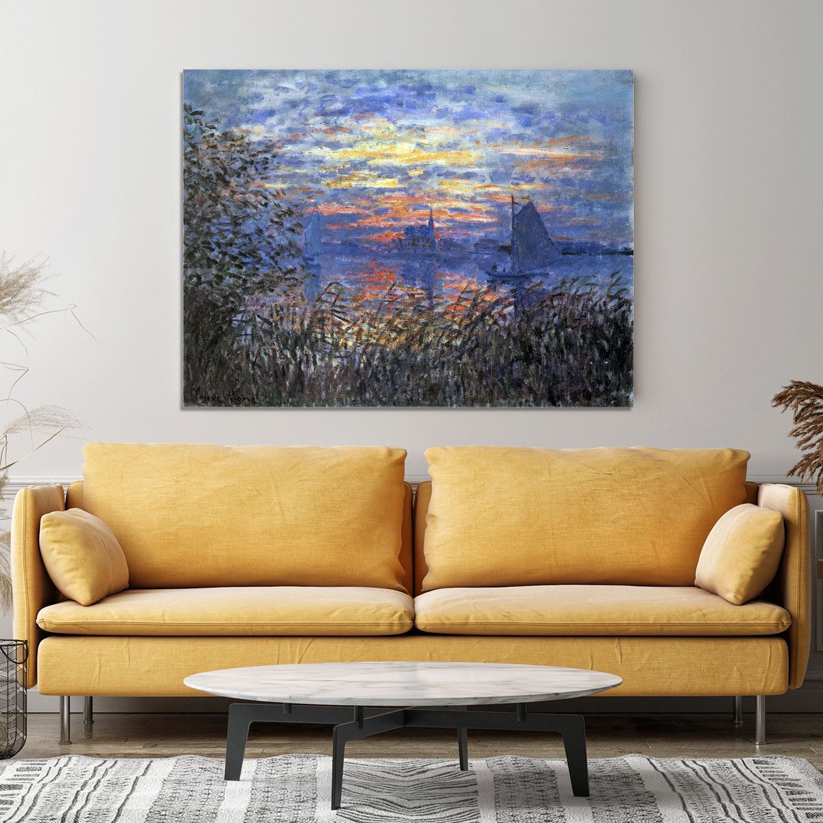 Sunset on the Seine by Monet Canvas Print or Poster