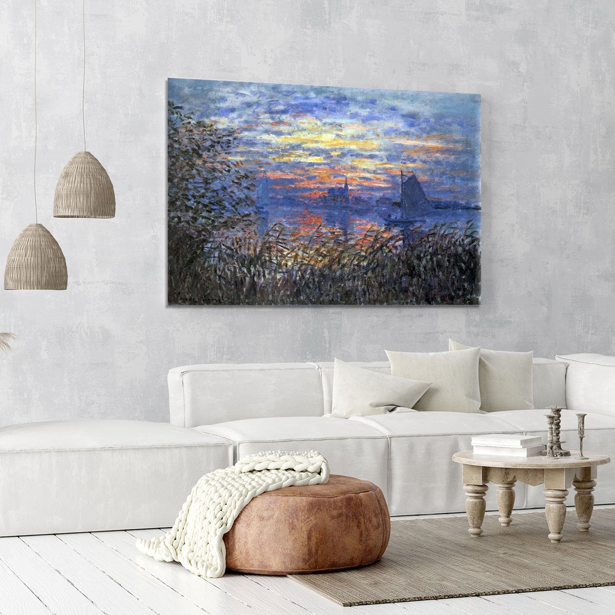 Sunset on the Seine by Monet Canvas Print or Poster